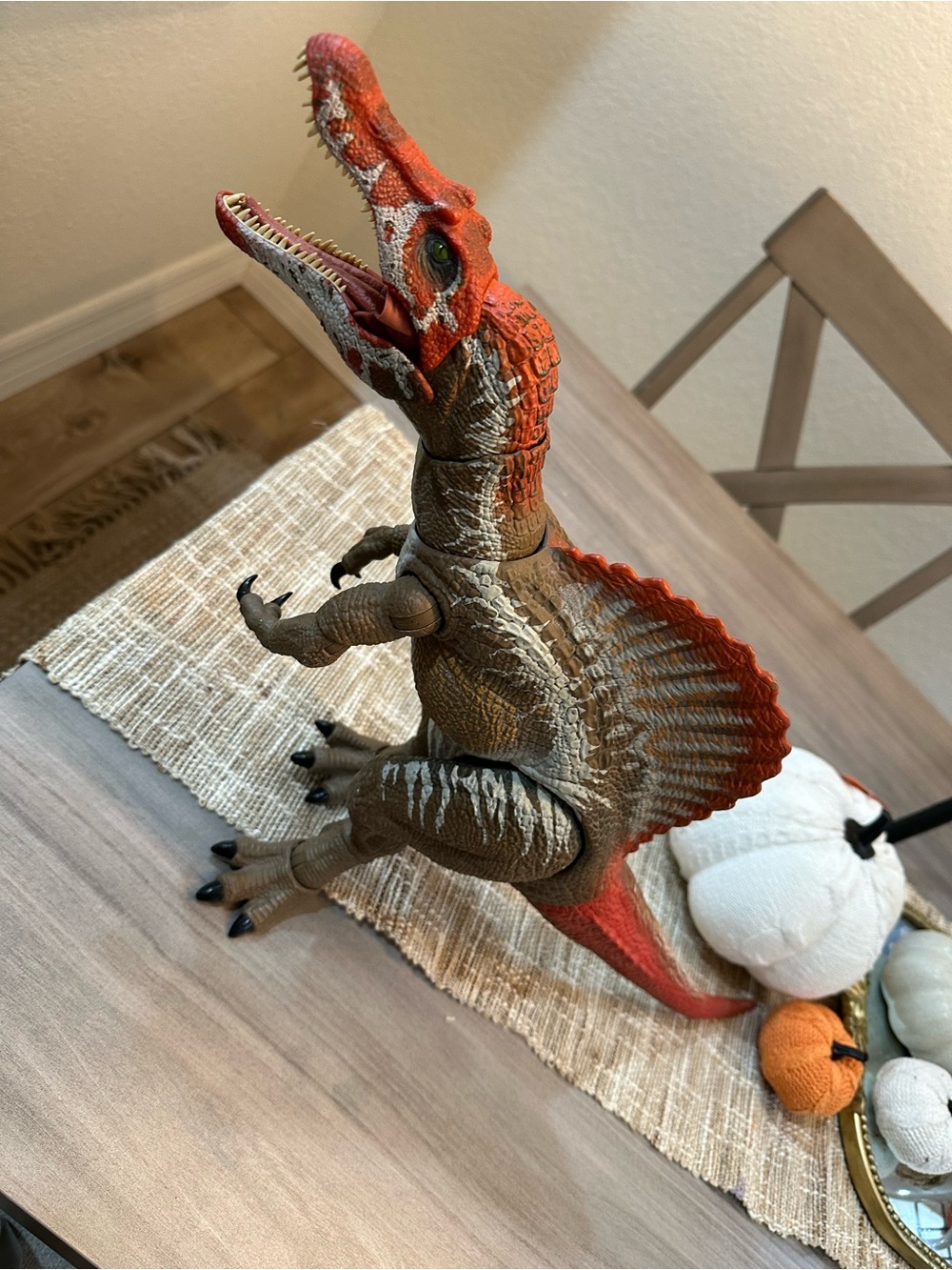 Realistic Spinosaurus Action Figure in Red and Brown - Kids Dinosaur Toy
